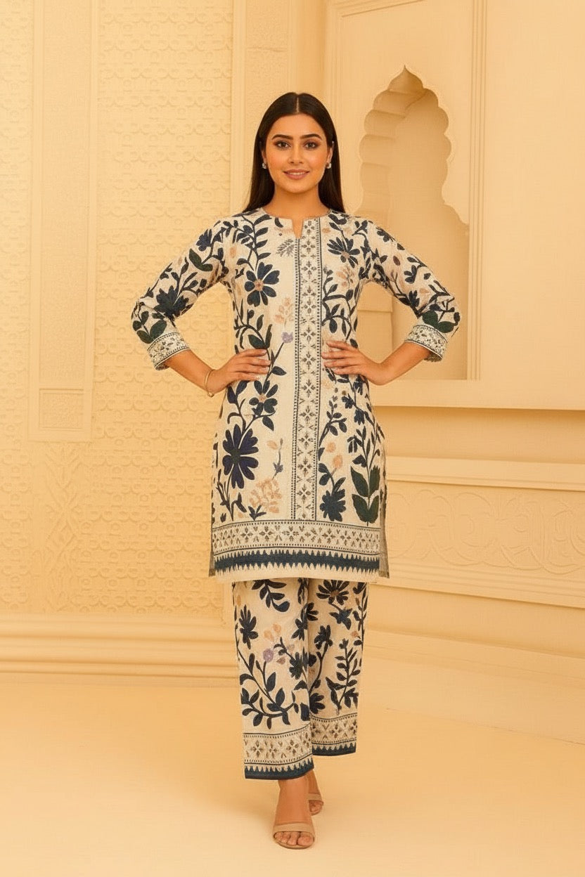 BLUE BLOOM ethnic daily wear coord set for women